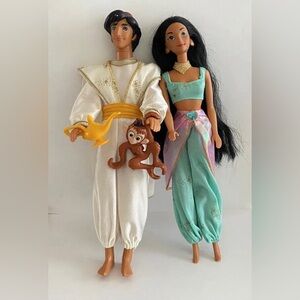 Vintage Mattel Disney Mattel Aladdin Prince Ali and Jasmine Barbie Dolls Toys
